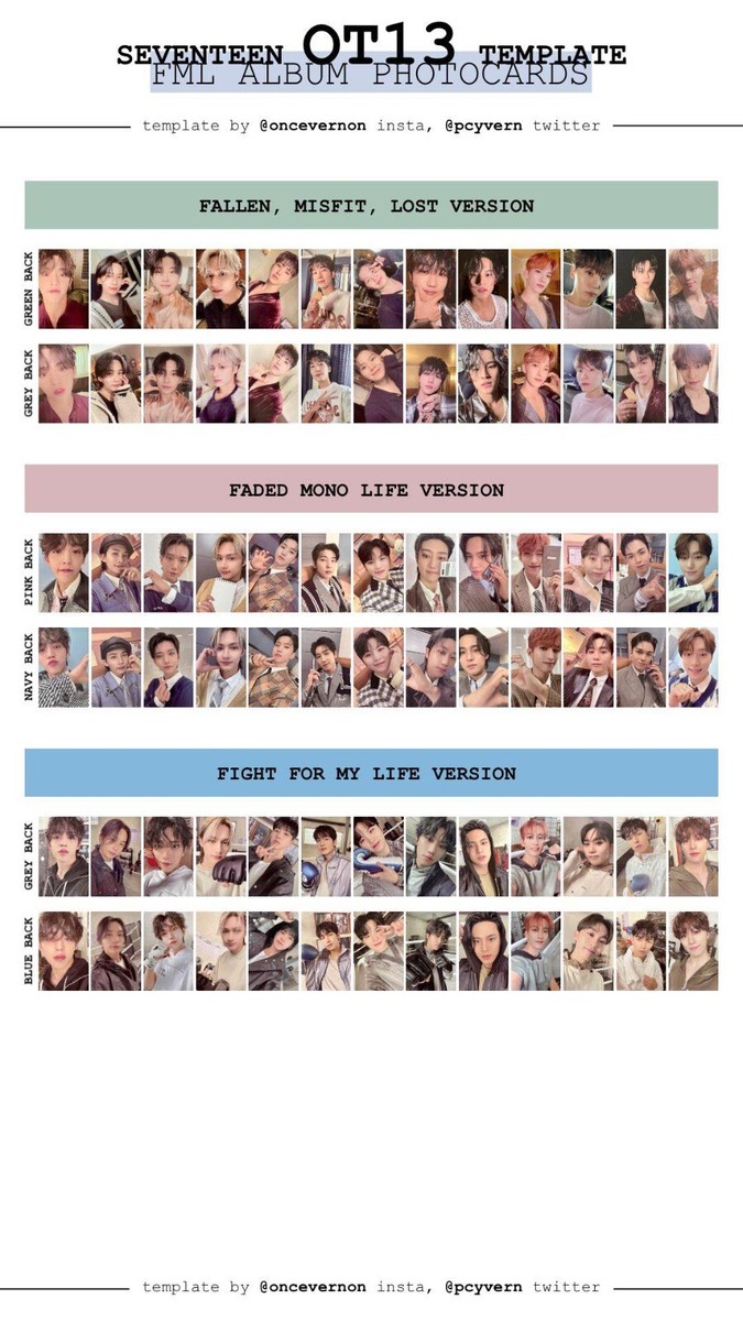 FML Seventeen Ver Photobook Photocards - Tracking Number
