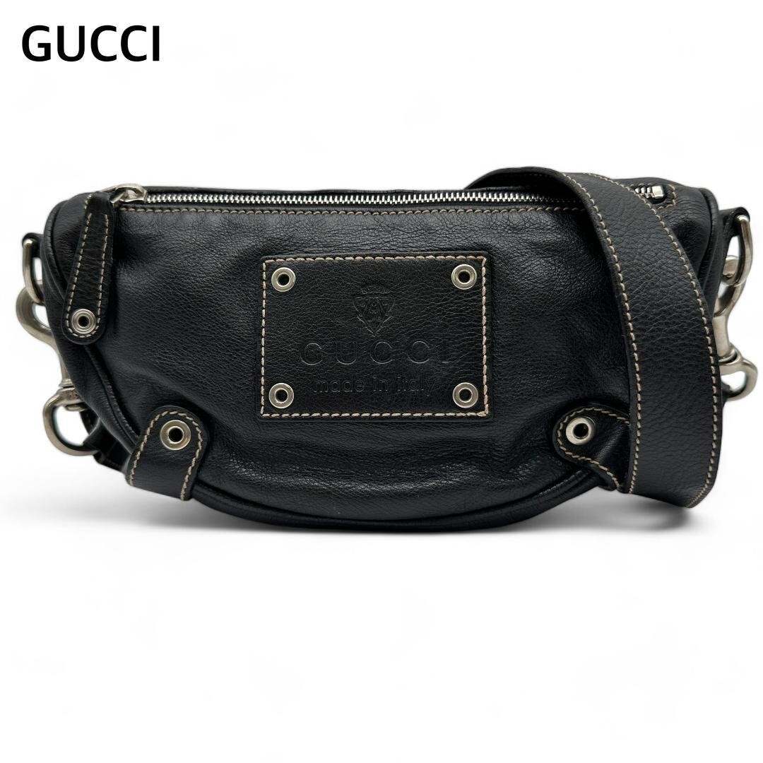 Gucci Body Bag Waist Bag Black Leather Silver hardware Gucci Body Bag Waist Bag Black Leather Silver hardware