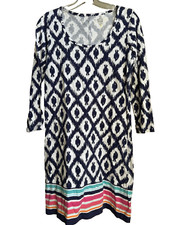 Lilly Pulitzer Beacon Fish Ikat Print Dress Sz Small white, blue