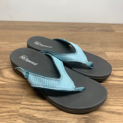 Spenco Women's Shoes Yumi Snake Mineral Blue Size 9.5D Thong Orthopedic