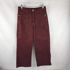 Judy Blue Jeans Womens 9/29 Burgundy Tummy Control Garment Dyed Wide Leg Crop