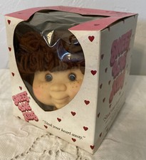 1984 Sweet Love Kids 5" Brown Yarn Pigtail Hair Girl Head for Doll Crafting