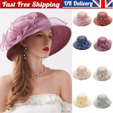 Women Wide Brim Sun Hat Ladies Tea Party Kentucky Derby Noble Church Wedding Cap