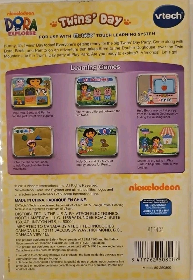 VTech Mobigo 2 Touch Learning System Video Game Dora The Explorer Twins Day -New - Image 2 of 2