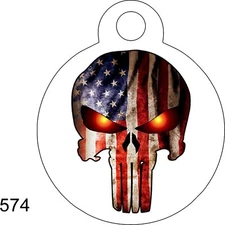 Pet Tags Personalized Pet ID tag for Dog and Cat ROUND Tags  PUNISHER patriotic
