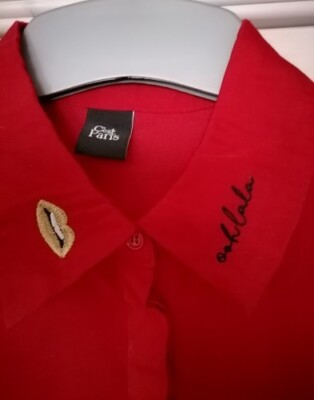 Ces`t Paris Langarmbluse Kragen mit Stickereien rot Gr.46