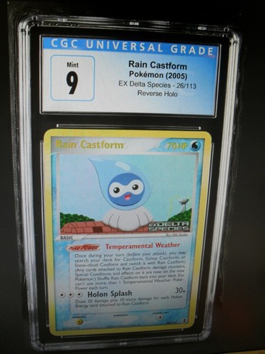 CGC Graded 9 Rain Castform Ex Delta Species 26/113 Rev Holo Rare Pokemon Card
