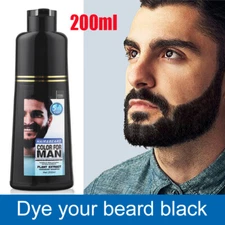 Mokeru Men 2 in1 Beard & Mustache Natural Hair Color Shampoo Permanent Black Dye