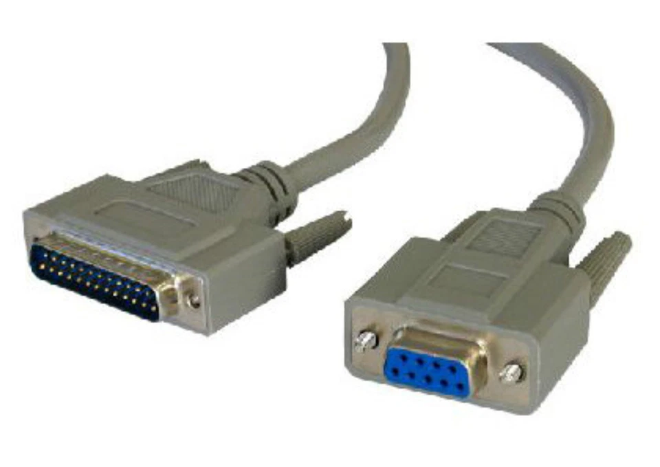  2 Metre Serial Cable D9 Female - D25 Pin Male  Modem Cable DE9 DB25 RS232 402   - Image 2 of 4