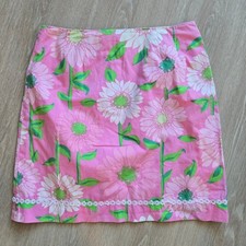 Lilly Pulitzer vintage floral retro mini cotton skirt size 8