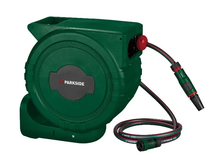 PARKSIDE Dévidoir mural automatique avec tuyau d’arrosage de 25m pour l'entretien du jardin