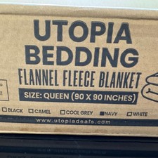 Utopia Bedding Queen Size Navy Flannel Fleece Blanket 90 x 90 Inches 