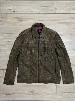 Men's Strellson Leather Jacket Full Zip sz 2XL / 56