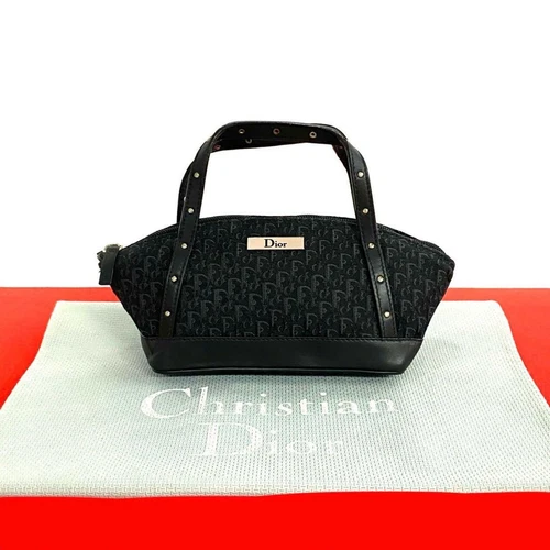 Mini sac à main Christian Dior Trotter cuir toile noir vintage /occasion++