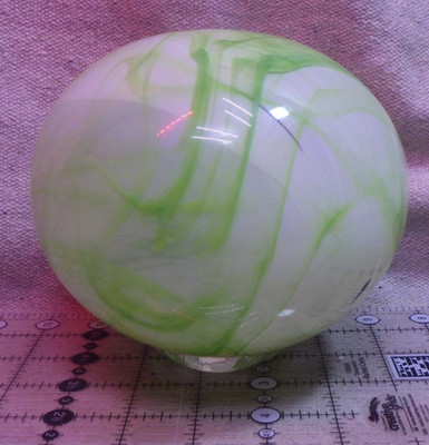 vintage Art blown glass globe sphere white green 5.5''T 18.5''curc Float Fairies