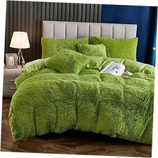 Plush Fluffy Duvet Cover Size Luxury Ultra Soft Shaggy Duvet Cover Queen Green