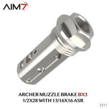 AIM7 BX3 Muzzle Brake 1/2x28 Thread .223 5.56 Stainless Steel ASR Compatible