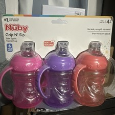 Elegant 3-Pack No-Spill Toddler Cups with Soft Spout - 8oz - Coral, Pink, Purple
