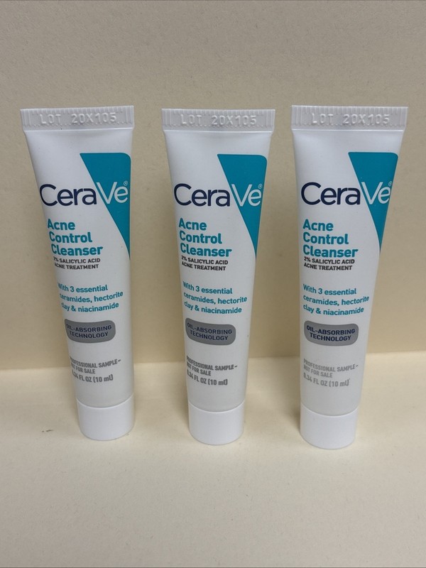 CeraVe Acne Control Cleanser Oil-Absorbing Technology 10 ml x 3 New