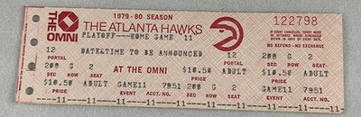NBA 1980 Atlanta Hawks Phantom Playoff Ticket -Home Game 11