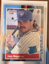 1988 Donruss Rated Rookie Joey Meyer Milwaukee Brewers Baseball Team Card #36. rookie card picture