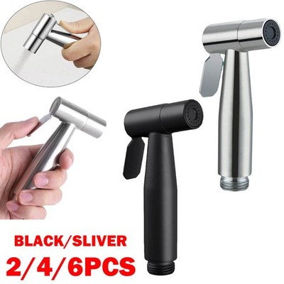 2/4/6Pc Stainless Steel Toilet Bidet Spray Handheld Shattaf Sprayer Shower Head
