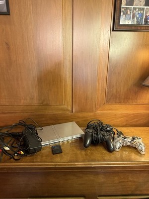 Sony PlayStation 2 PS2 Slim Silver Console Bundle  Controller / Cables / Tested
