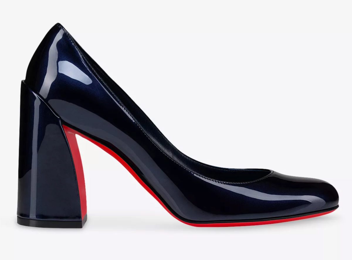Christian Louboutin Miss Sab 85 Zaffiro Navy Blue Patent Block