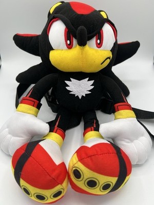 Sonic The Hedgehog Shadow Plush Backpack 14  SEGA Black Red Kids Bag NWT
