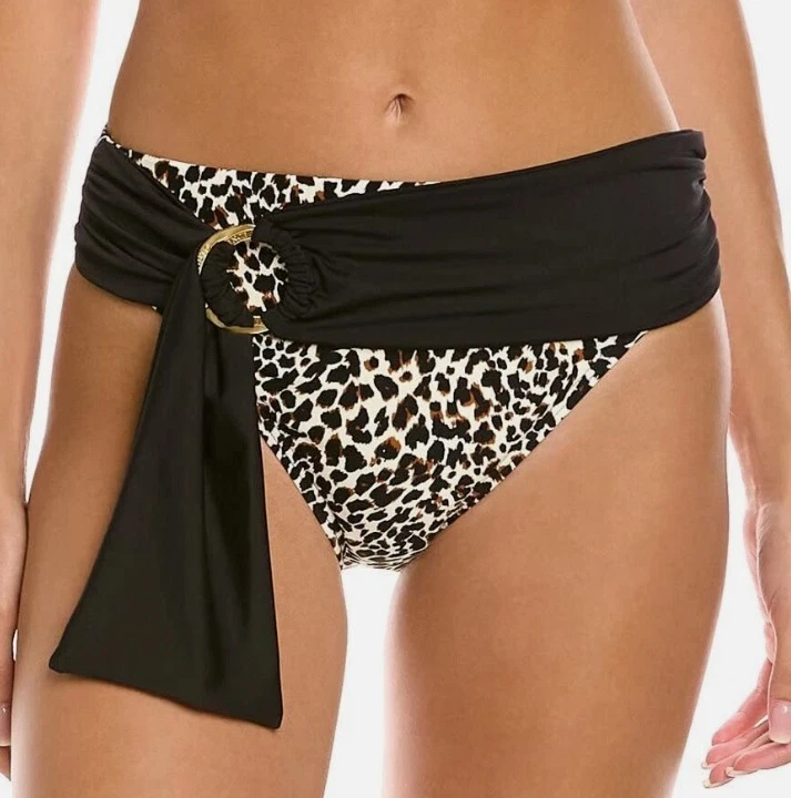 Vince Camuto Mujer Logo Anillo Bandeau Bikini Natación Top e Inferior, Guepardo, Mediano Foto 4 de 4