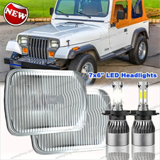 Pair 5x7 7x6 Inch Led Headlights Black Hi-low Beam For Jeep Cherokee Xj Yj Mj