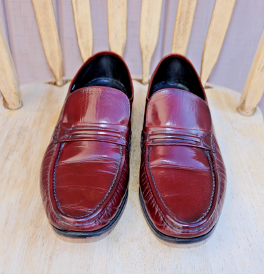 VTG Florsheim Dress Shoes Loafers Mens Size 11 D Burgundy 