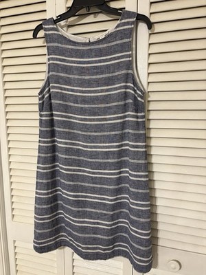 beachlunchlounge Blue/White Striped Shift Dress Round Neck Sleeveless S/P