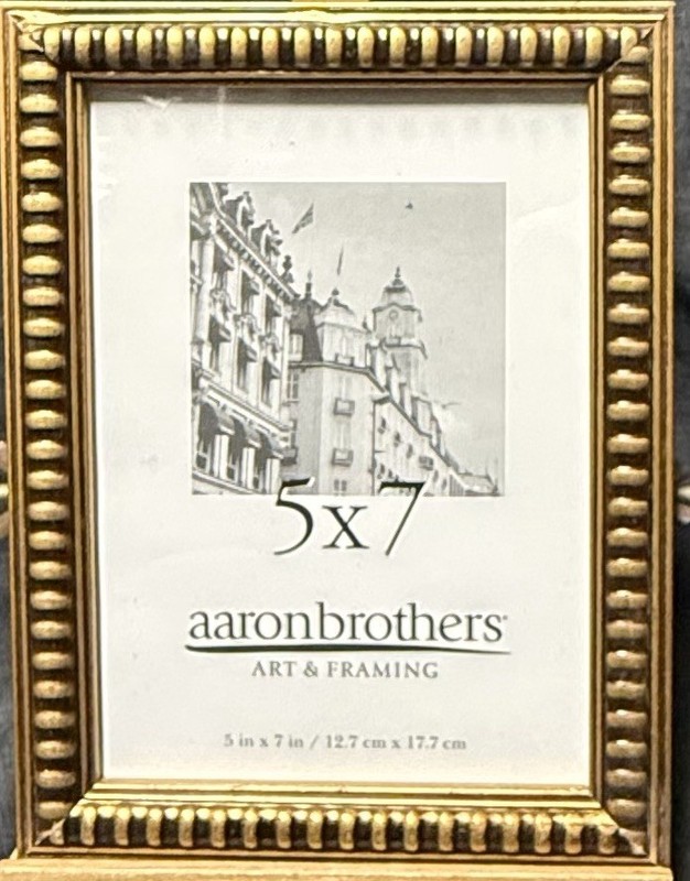Aaron Brothers Frame,  MDF,  5”x7”,  Gold Color,  Open Box,  Never Used