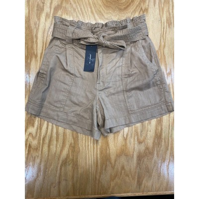 Vera Moda Chino Shorts Women Medium Brown Denim Belted Slash Pockets Hipster B67