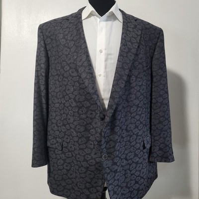 Paul Stuart Men's Wool Cashmere Blend Printed Sports Coat Jacket Sz 50L Gray 
