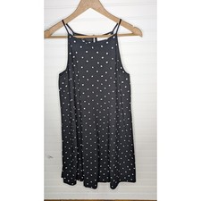 NY and Company Women's Dress Small Sleeveless Halter Shift Black White Polka Dot
