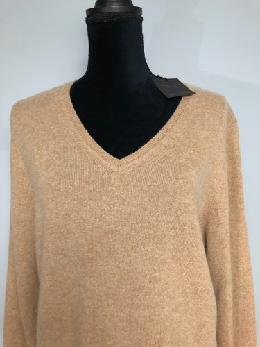 NWT Charter Club Luxury 2 Ply Cashmere V Neck Sweater XL Light Brown Pullover - Picture 3 of 12