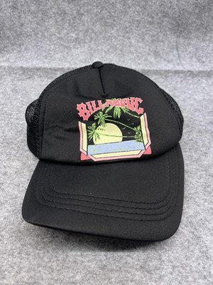 Billabong Hat Cap Mens One Size Black Snap Back Mesh Trucker Beach Palm Sunset