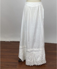 Antique Edwardian 1890s White Cotton Full Length Underskirt Slip Petticoat AS IS
