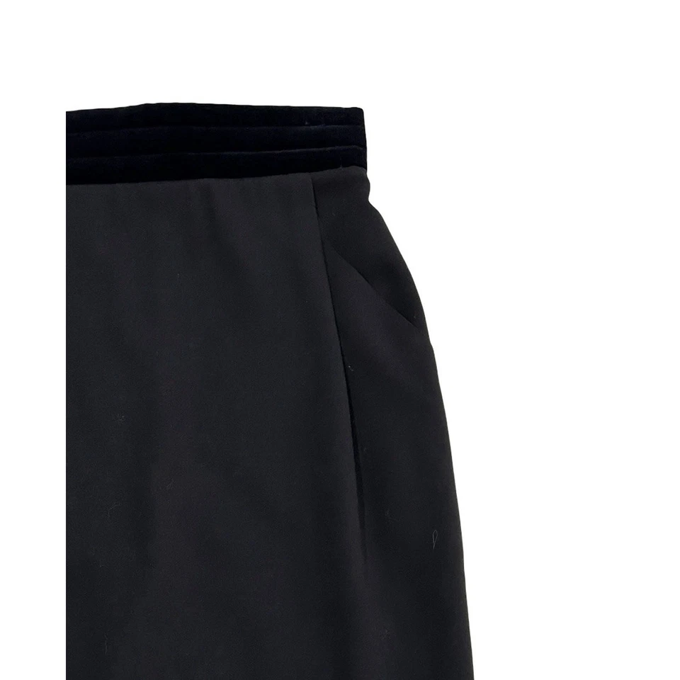 Falda Lápiz Escada Negra Talla 6 EU 36 Lana y Terciopelo Cintura Plisada Foto 2 de 4