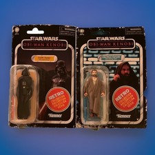 Two Hasbro Star Wars Retro Collection Obi-Wan Kenobi & Darth Vader 3.75  Figures