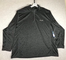 Huk Moisture Transport Performance Shirt 3XL Lg Sleeve Heather Gray 1/4 Zip NWT