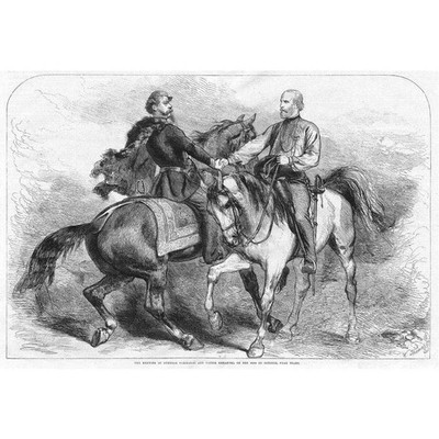 ITALIEN Treffen von Garibaldi und Victor Emanuel bei Teano - Antikdruck 1860