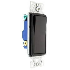 HUBBELL RSD315BKZ DECORATOR ROCKER SWITCH, 3-WAY, 15A, 120/277V, BLACK