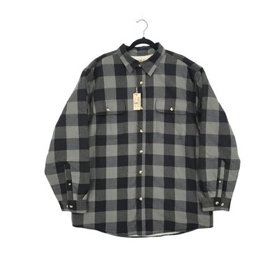 NWT RedHead Mens XL Sherpa Lined Flannel Shirt Grey Black Buffalo Plaid Thick