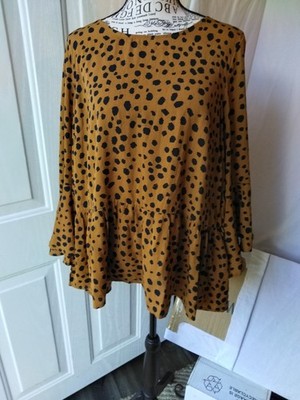 Morgan Claire Leopard Print Ladies Top Three Quarter Sleeves Size Large