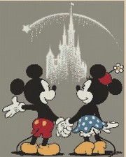 Cross stitch chart  mickey mouse & minnie wish upon a star flowerpower37