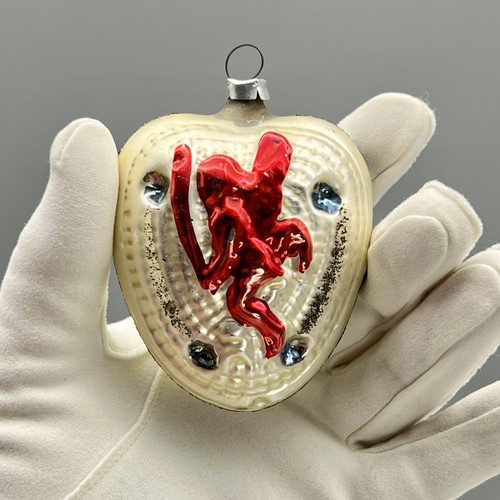 RARE Pre-War EMBOSSED 2Sided CHERUB STAR INDENT Glass HEART XMAS ORNAMENT German - Picture 7 of 13