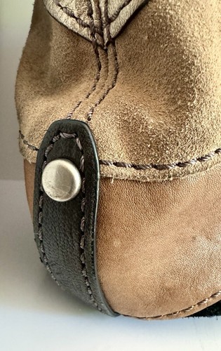VTG FOSSIL Fifty Four Multicolor Patchwork Leather Suede Black Gold Shoulder Bag - Picture 14 of 24